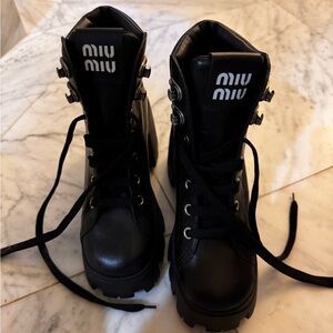 Miu Miu Leather Black Booties size 37